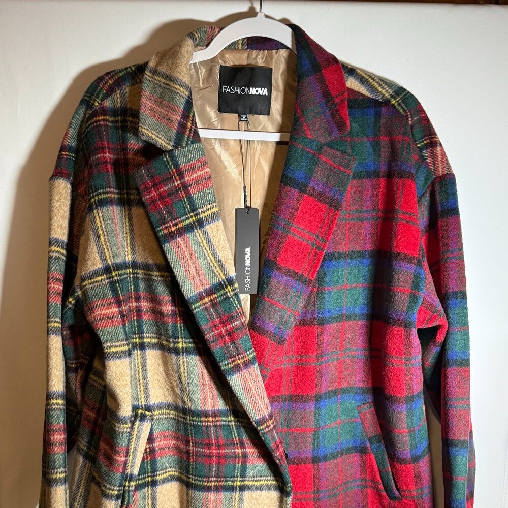 Fashion Nova Women's Coat | Multi Colored Plaid | Size L